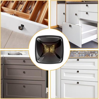 4 Pack Cabinet Knobs Drawer Pulls, 30mm Round ABS Glass Drawer Hardware Growing Purple Butterflies Cabinet Handles with Screws for Dressers Kitchens Cupboard