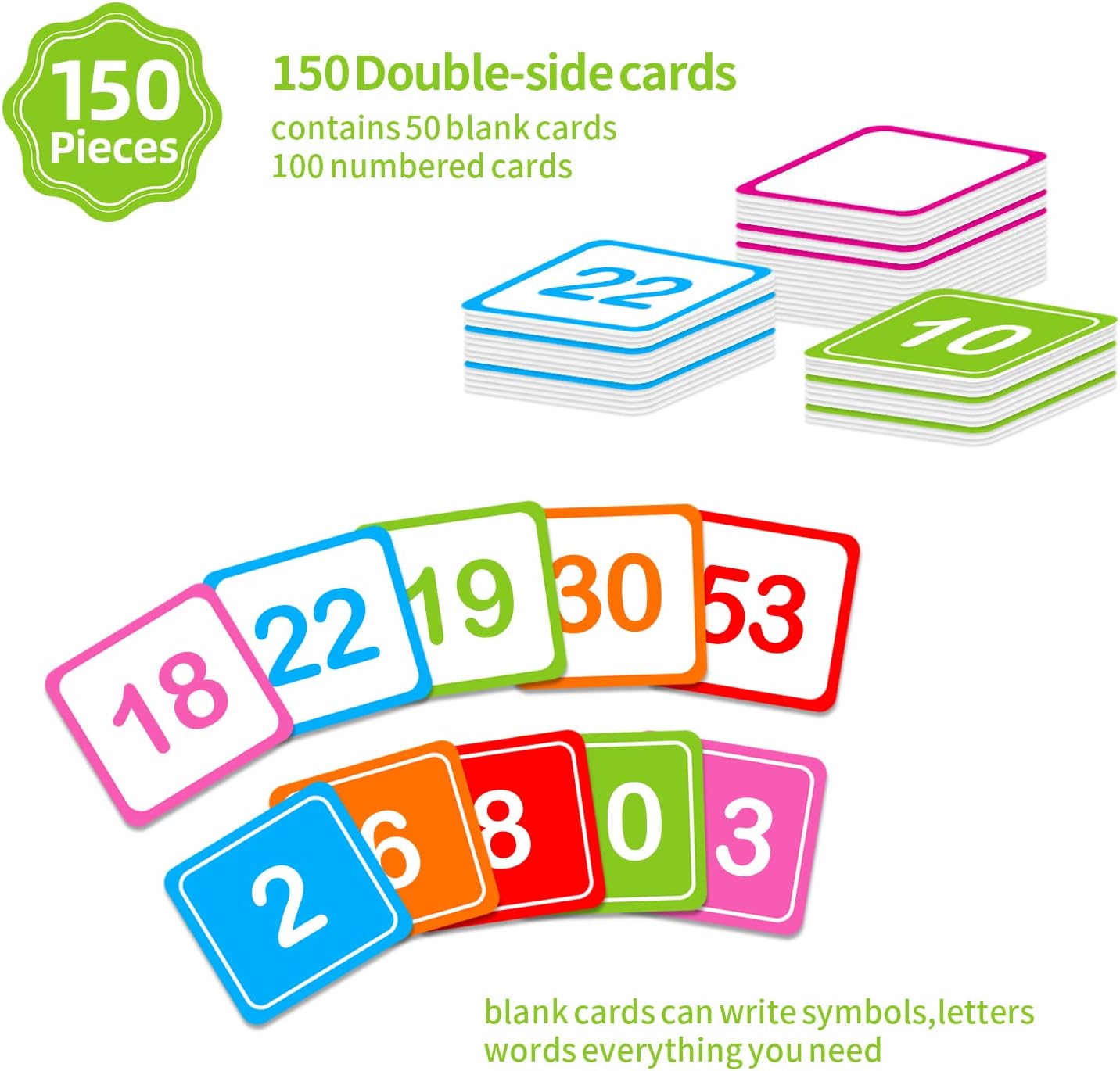 ANCOMEDO Hundred Pocket Chart with 100 Pockets and 150 Pieces Boho Double-Sided Number Cards,Number 1-100 Pocket Chart for Students Classroom Home Counting and Organizer (Black-100 Pockets)