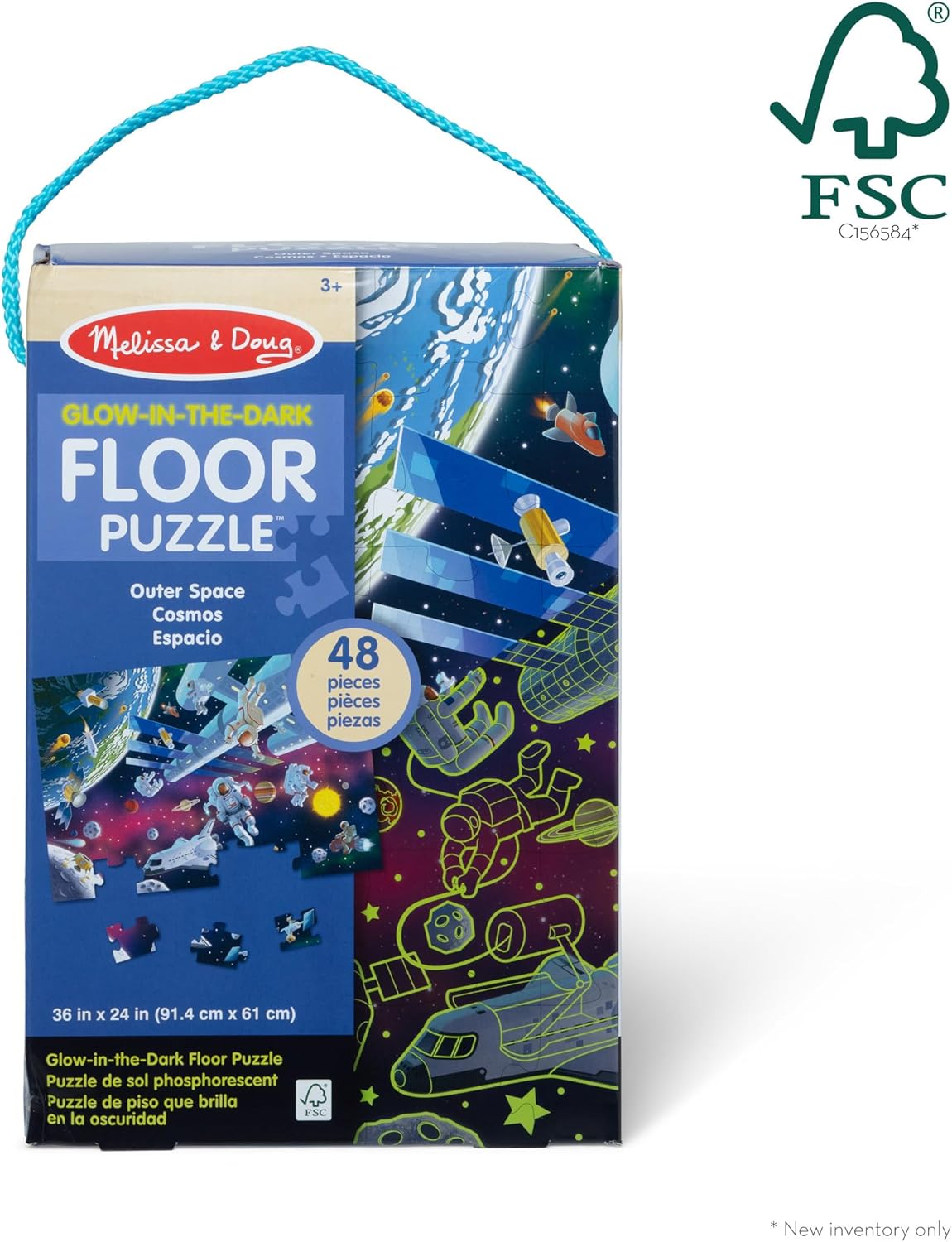 Melissa & Doug Outer Space Glow-in-the-Dark Cardboard Jigsaw Floor Puzzle – 48 Pieces, for Boys and Girls 3+ - FSC-Certified Materials