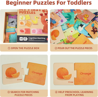 Toi 6 Packs Large Piece Toddler Jigsaw Puzzles for Kids Aged 2.5+, Animal Shaped Floor Puzzles for Beginner, Preschool Learning Game for Boys Girls, Traffic