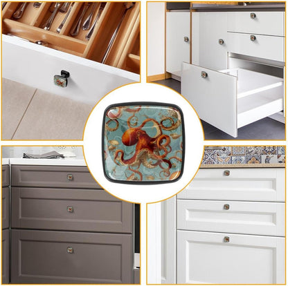 4 Pack Cabinet Knobs Drawer Pulls, 30mm Round ABS Glass Drawer Hardware Growing Butterfly Cabinet Handles with Screws for Dressers Kitchens Cupboard