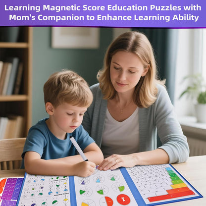 Magnetic Fraction Educational Puzzle,Magnetic Fraction Tiles & Fraction Circles,Montessori Fraction Manipulatives Learning Games for Kids,Fraction Manipulatives for Elementary School (Zebra)