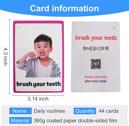 45PCS/Set Daily Routines Kids Gifts English Flash Cards Pocket Card Educational Learning Baby Toys for Children Pre-Kindergarten