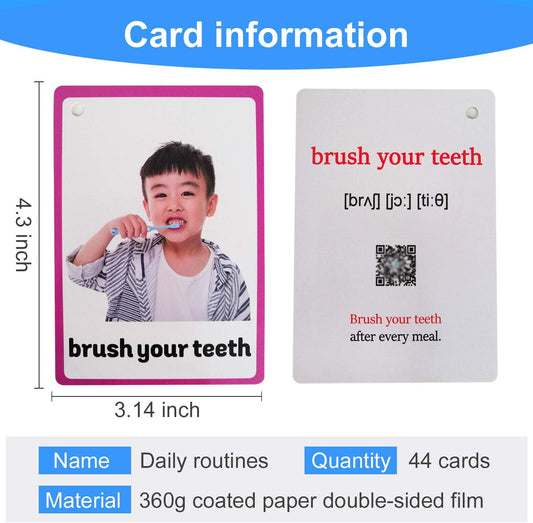 45PCS/Set Daily Routines Kids Gifts English Flash Cards Pocket Card Educational Learning Baby Toys for Children Pre-Kindergarten