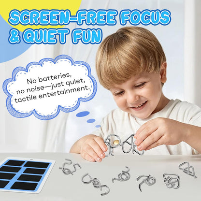 Metal Brain Teaser Puzzles Ring Educational Toys, Steel IQ Games Physics Mind Metal Puzzles for Adults, Unlock Interlock Game, Brain Teaser Puzzle for Party Favor Kids (A+B+C)