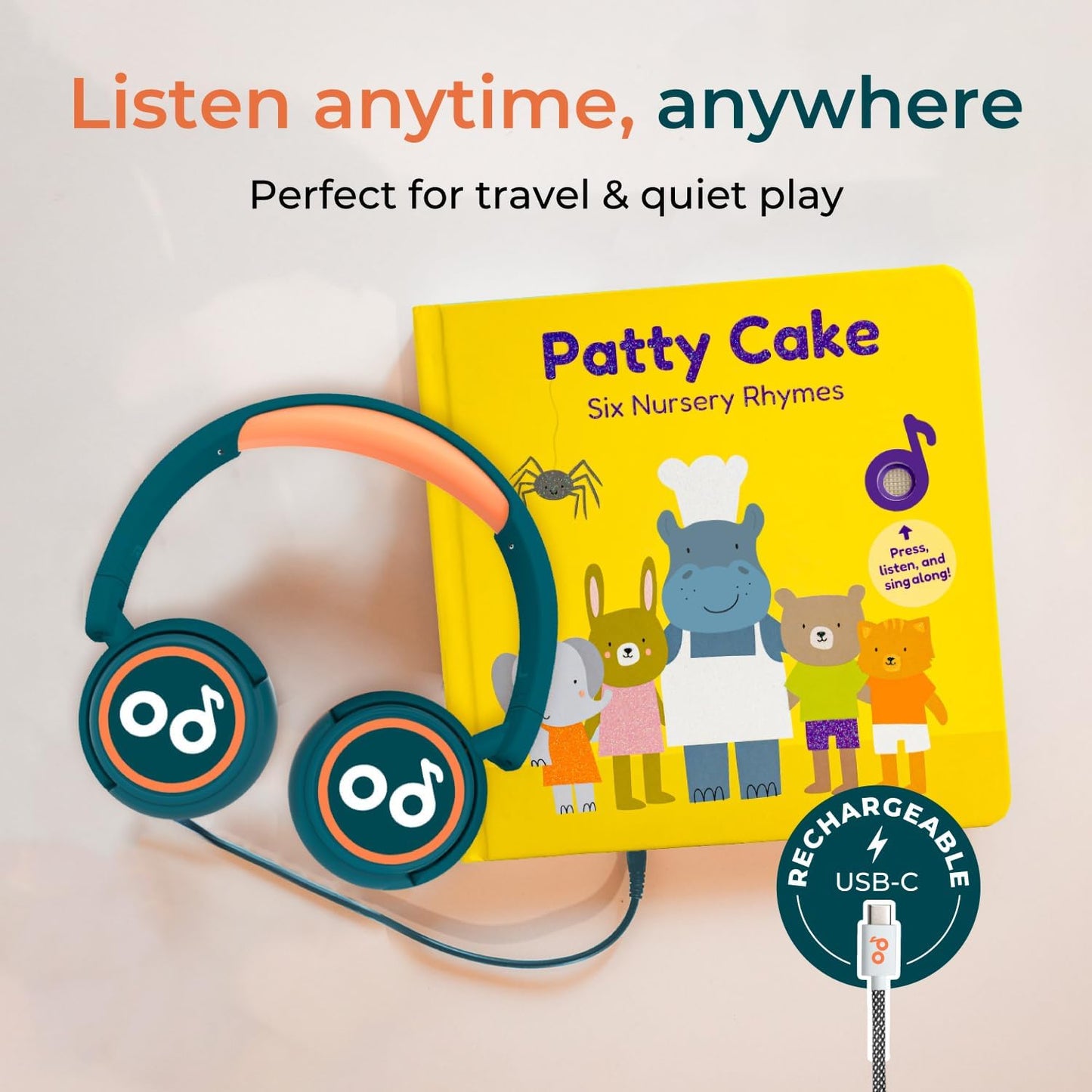 Cali's Books Rock Music Books for Toddlers 1-3 - Singing Button Sound Board Book for 2 Year Old Children, Musical Toddler Rock Songs Toys, 18 Month Interactive Learning Toy, USB-C Rechargeable
