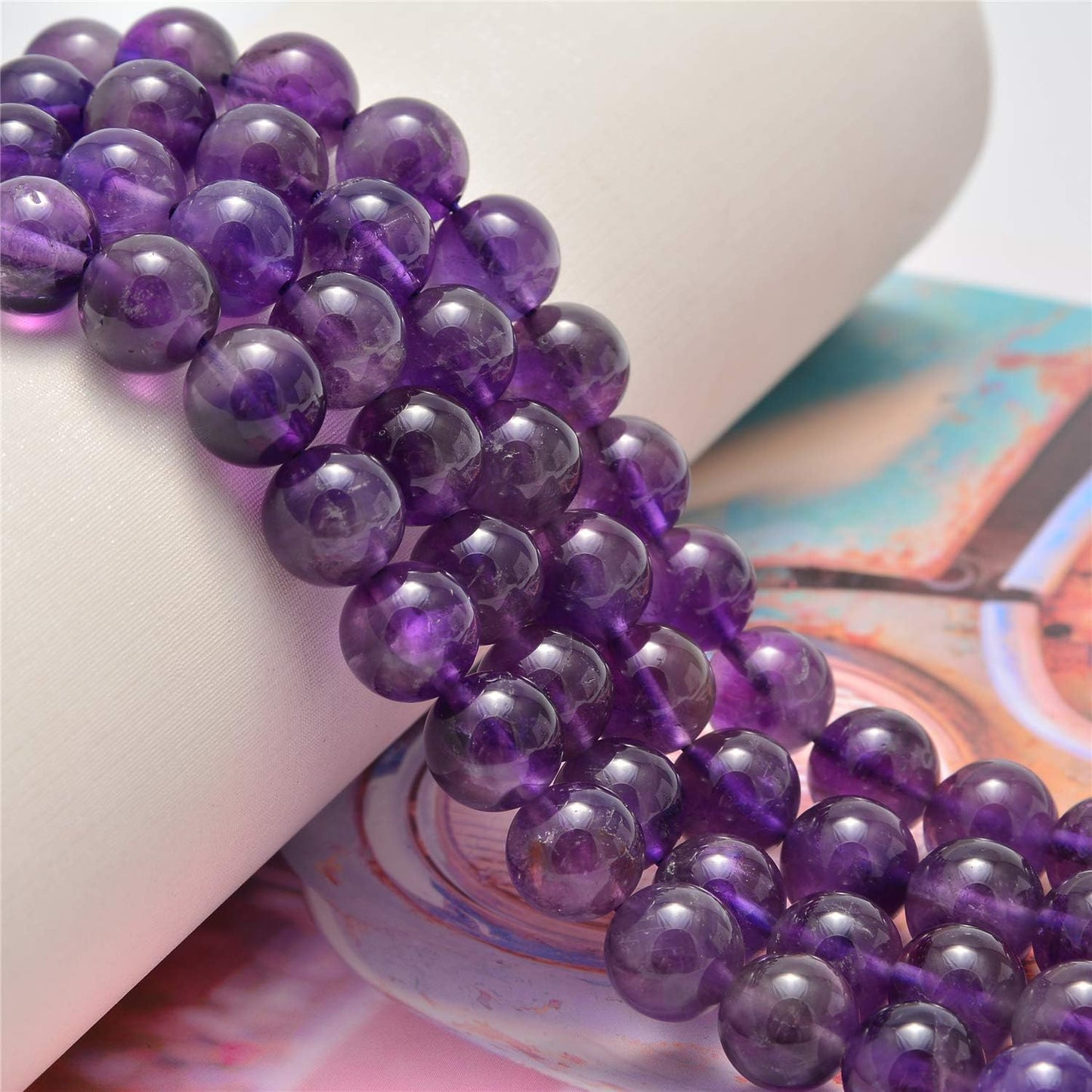 NCB 100pcs Original Natural Stone Beads Gemstone Round Loose Beads 6mm 8mm 10mm (Blue Aventurine, 6mm 100Beads) - Colors B