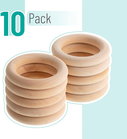 Mr. Pen Birch Wooden Rings, 2.7", 10 Pack, Wooden Rings for Crafts