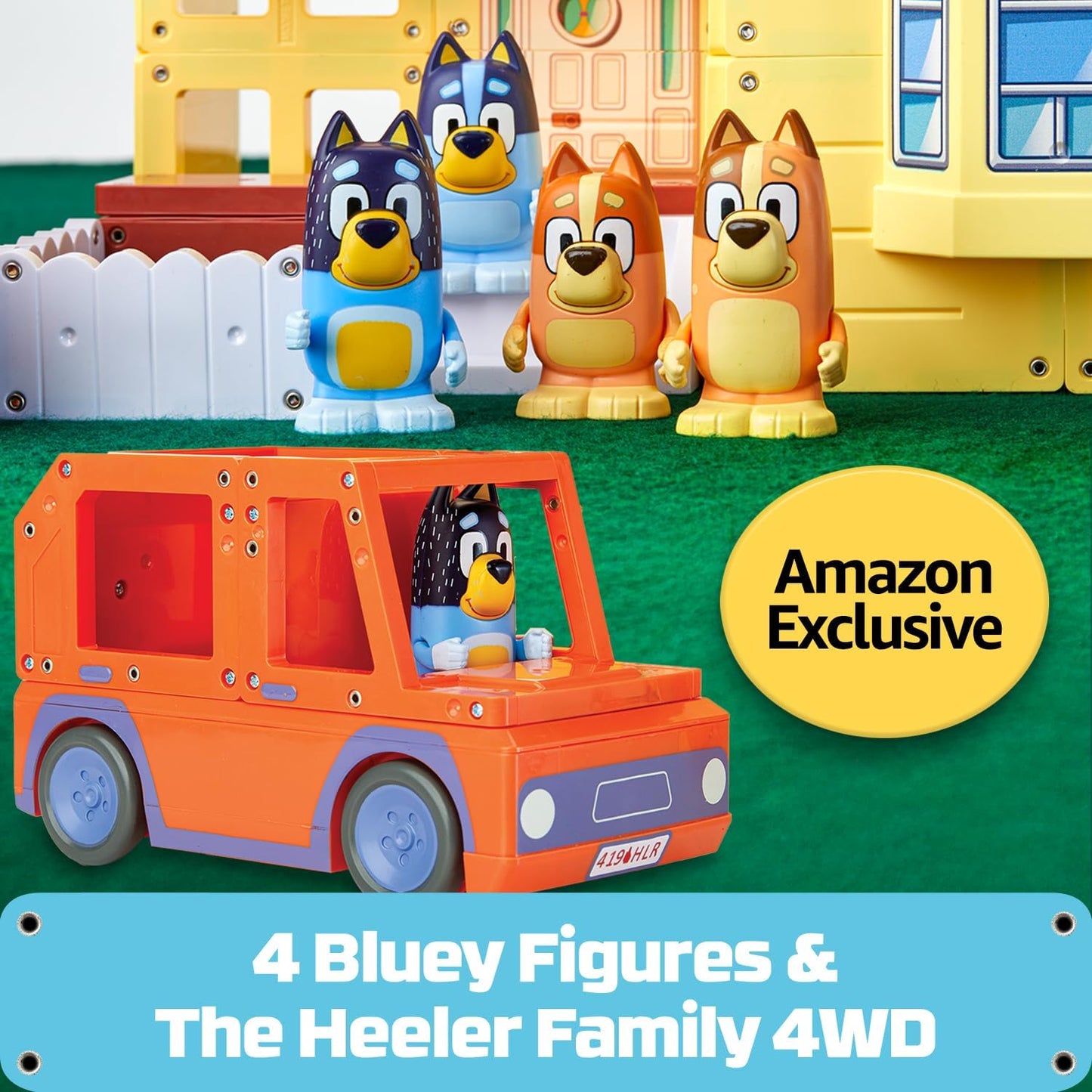 Tile Town Bluey Heeler Family Home 52-Piece Magnetic Tile Playset, Interactive STEM Magnetic Tiles Toys, Includes Bluey & Bingo Figures, Action Tiles
