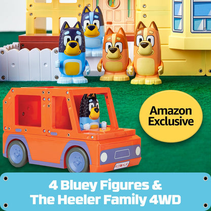 Tile Town Bluey Heeler Family Home 52-Piece Magnetic Tile Playset, Interactive STEM Magnetic Tiles Toys, Includes Bluey & Bingo Figures, Action Tiles
