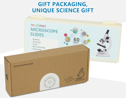 Microscope Slides with Specimens for Kids, 30 Lab-Grade Prepared Microscope Slides, Animal Plant Microbe Cells, STEM Biology Kit for Kids Ages 6-8 Homeschool, Classroom Labs & Science Education