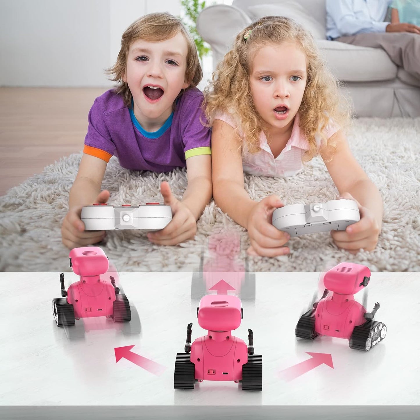 ALLCELE LED RC Robot Toys for Girls with Programming, Music, Demo and LED Function, Remote Control Robot Toy, Gift for Girls 3-8 Years Old Blue Pink