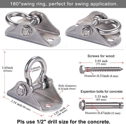 SELEWARE Anti-Squeaking Swing Hanger Stainless Steel Swing Set Hook Ceiling Mount Bracket for Hammock Chair Toddler Swing Yoga Swing Punching Bag 2 Packs