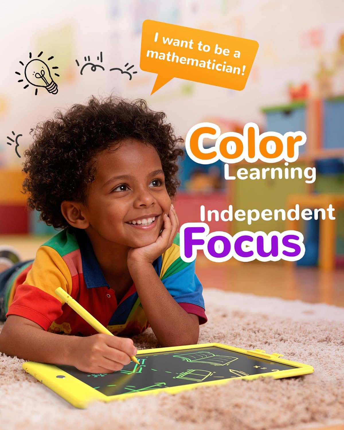 KOKODI LCD Writing Tablet, 12 Inch Colorful Toddler Doodle Board Drawing Tablet, Erasable Reusable Electronic Drawing Pads, Educational and Learning Toy for 3-6 Years Old Boy and Girls(Blue)