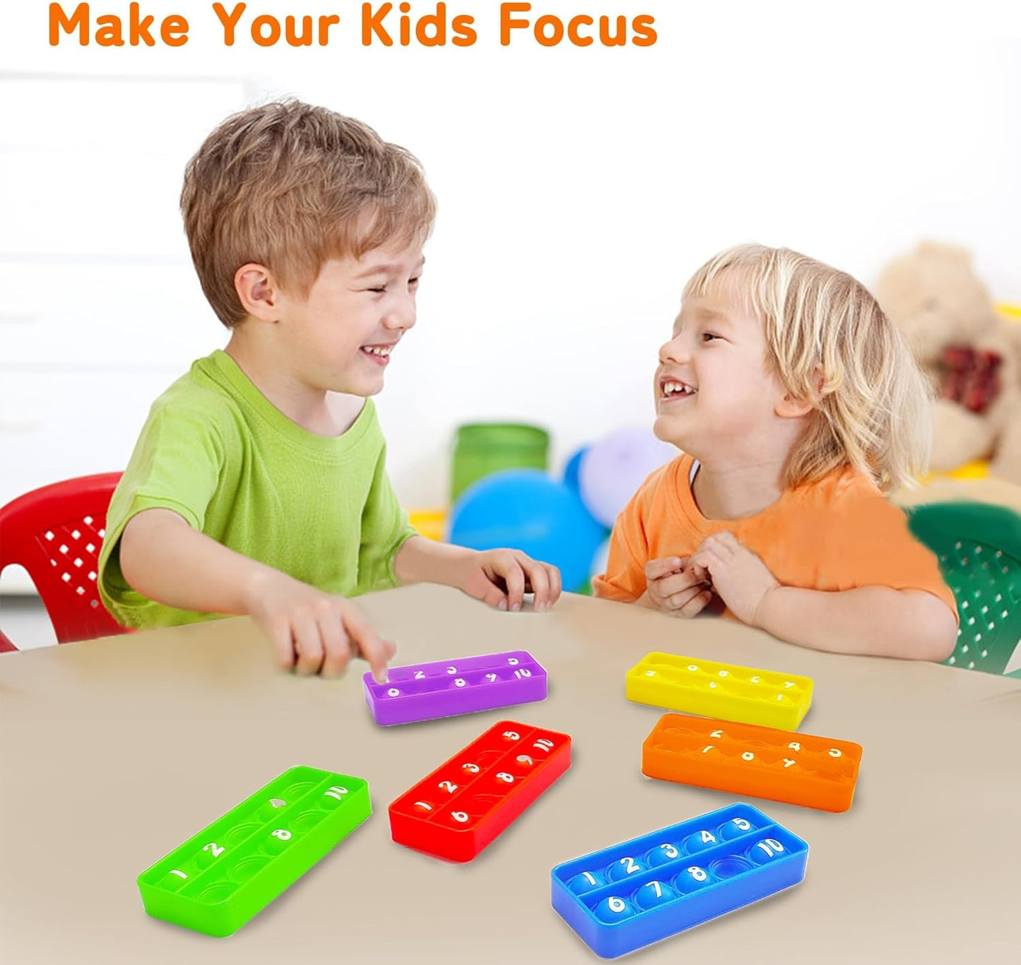 1-20 Ten Frame Pop Board, 6PACK Fidgets for Classroom, Quiet Sensory Toys Bubble Poppers, Pop for Counting Math, Focus Tools for Kids, Montessori Educational Toy Gift for Kindergarten