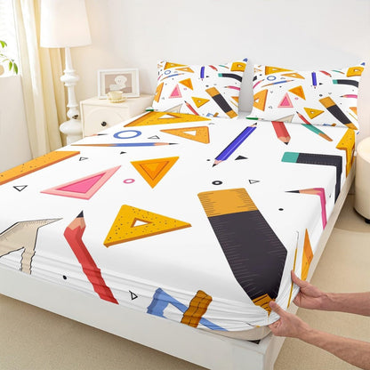 Chemistry Bed Sheets for Kids Teens Girls Boys,Chemical Experiment Fitted Sheet Twin,Science Themed Sheets for Math Lovers,Chemistry Lab Bedding Set,White and Black