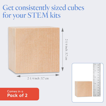 DIY Wooden Cubes 3-inch, Pack of 10 Large Wooden Blocks, Unfinished Wood Blocks for Crafts, STEM, Dice, and Building Blocks for Stacking, by Woodpeckers