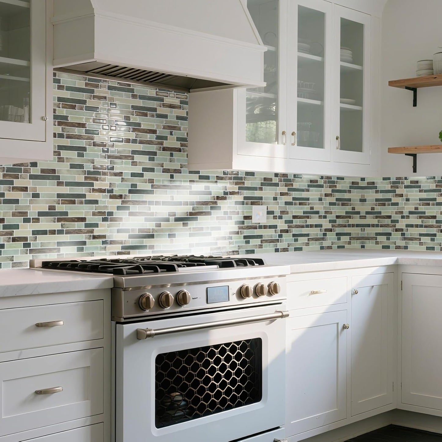 Art3d 10-Sheet Heavy-Duty Peel and Stick Backsplash, Waterproof Wall Tiles Stick on Kitchen Backsplash Living Space, Carrara Grey