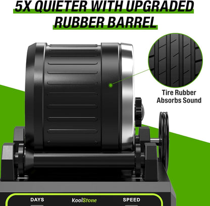 C1 Rock Tumbler Kit - Large 2.5LB Rotary Rock Tumbler for Adults & Hobbyists, Quiet Rubber Barrel, Adjustable Timer & Speed, Complete Gem Polishing Kit with Memory Function