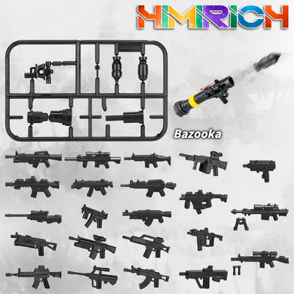 Weapons Pack Military Toy Set Building Blocks Model for Soldier Figures, Army Equipment Gear Kit Pieces and Parts Accessories Compatible with Major Brand
