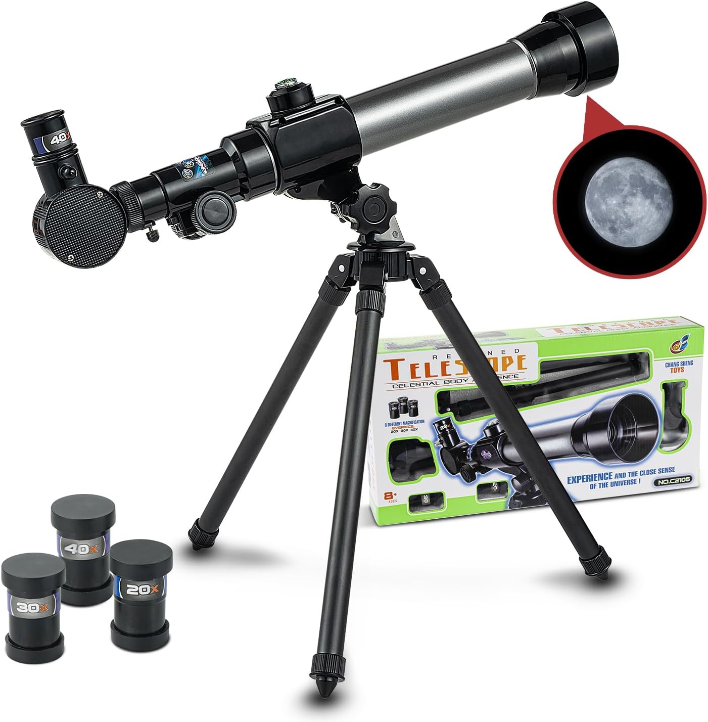 Telescope for Kids 8-12 - Beginner Astronomy Spyglass Telescopic Wish Compass,20x 30x 40x Magnification, Portable for Travel, Gift&Toy for Girls Boys Christmas