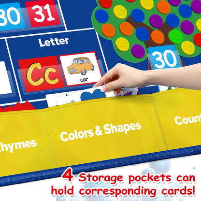 Circle Learning Time Center Pocket Chart Calendar Set, Educational Pocket Chart Learning Shape, Color Classroom Pocket Chart-Number Pocket Chart Wording Rhyme Pictures Pocket Chart