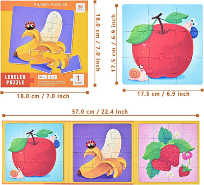 D-KINGCHY Magnetic Puzzles for Kids Ages 5+, 2-in-1 Puzzle Book 60 72 Pieces, Travel Jigsaw Puzzles, Road Trips Toys for 5 6 7 8 Boys Girls Birthday Gift (Dinosaur and Space)