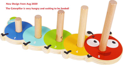 TOWO Wooden Stacking Rings and Counting Games with 45 Rings Number Blocks- Counting Ring Stacker-Wooden Sorting Counting Toy for 3 Years Old Kids Maths Learning Montessori Materials