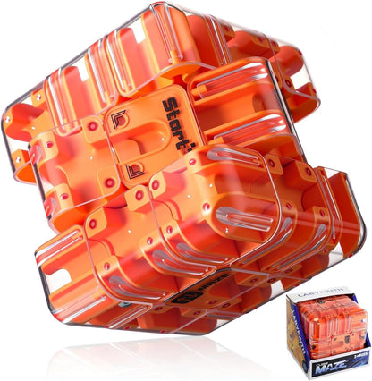 1 Sets Large Labyrinth 3D Maze Cube Puzzle Maze Game Gravity 3D Puzzle Cube Brain Teaser Ball Games for Kids Education Sensory Toys Gift for Adults (Upgrade Version,Yellow)