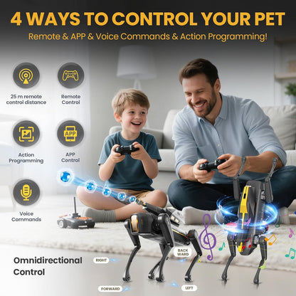 cxjoigxi Smart Dog Toy, Interactive STEM Pet with Blaster, Voice & Remote Control, App Programming, 30+ Actions, Bionic Walking, RC Dog Birthday Gifts for Kids Boys Girls Age 6+