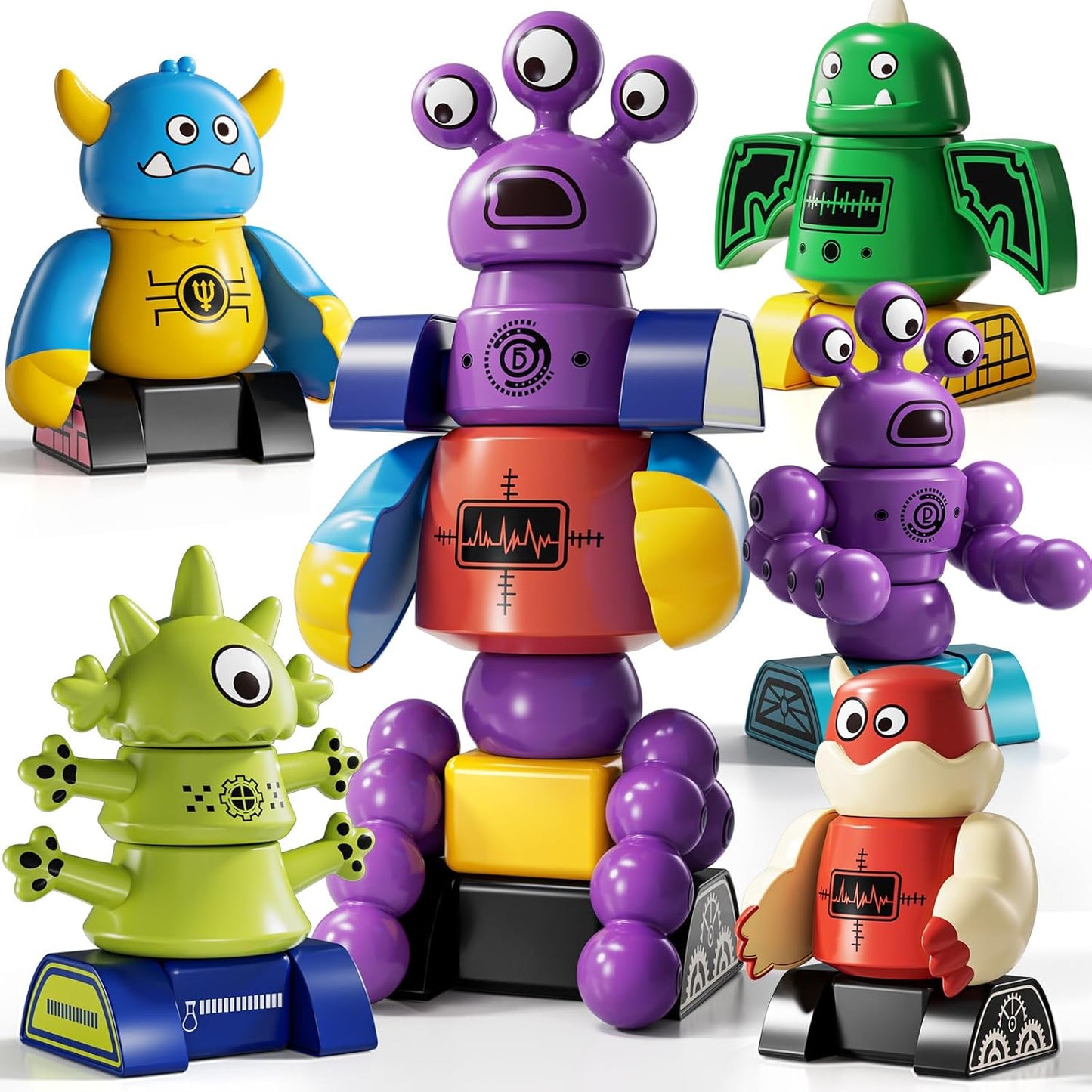 Magnets Robot Building Toys for Kids Ages 3-5 4-8 - 106 PCS Monsters Toys Robot Stacking Building Blocks Set with Storage Box, Creative Learning Christmas and Birthday Gifts for Boys Girls 2-4