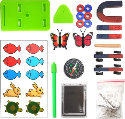 EUDAX Labs Junior Science N/S Magnet Set for Education Science Experiment Tools Icluding Bar/Ring/Horseshoe/Compass Magnets