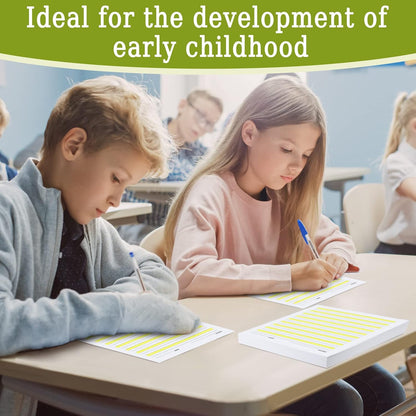 Eaasty 200 Sheets Write Beginner Paper Level 1 with Lines and Yellow Highlighted Practice Writing Paper for Kids Proper Letter Positioning, 11 x 8.5''