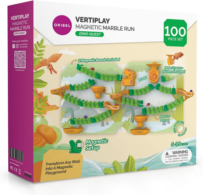 Oribel VertiPlay Magnetic Marble Run | Builder Set STEM Toy | Creative Free Play Construction Kit for Kids | Works on Fridges, Lockers & Metal Surfaces (Ages 5+) Builder Set (75)