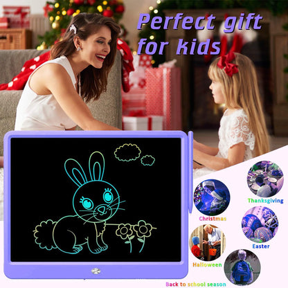 FLUESTON LCD Writing Tablet for Kids, 10 Inch Doodle Board, Colorful Drawing Pad for Toddler, Educational Travel Toy Gifts for 3-8 Year Old Girls Boys, Erase Lock Writing Board
