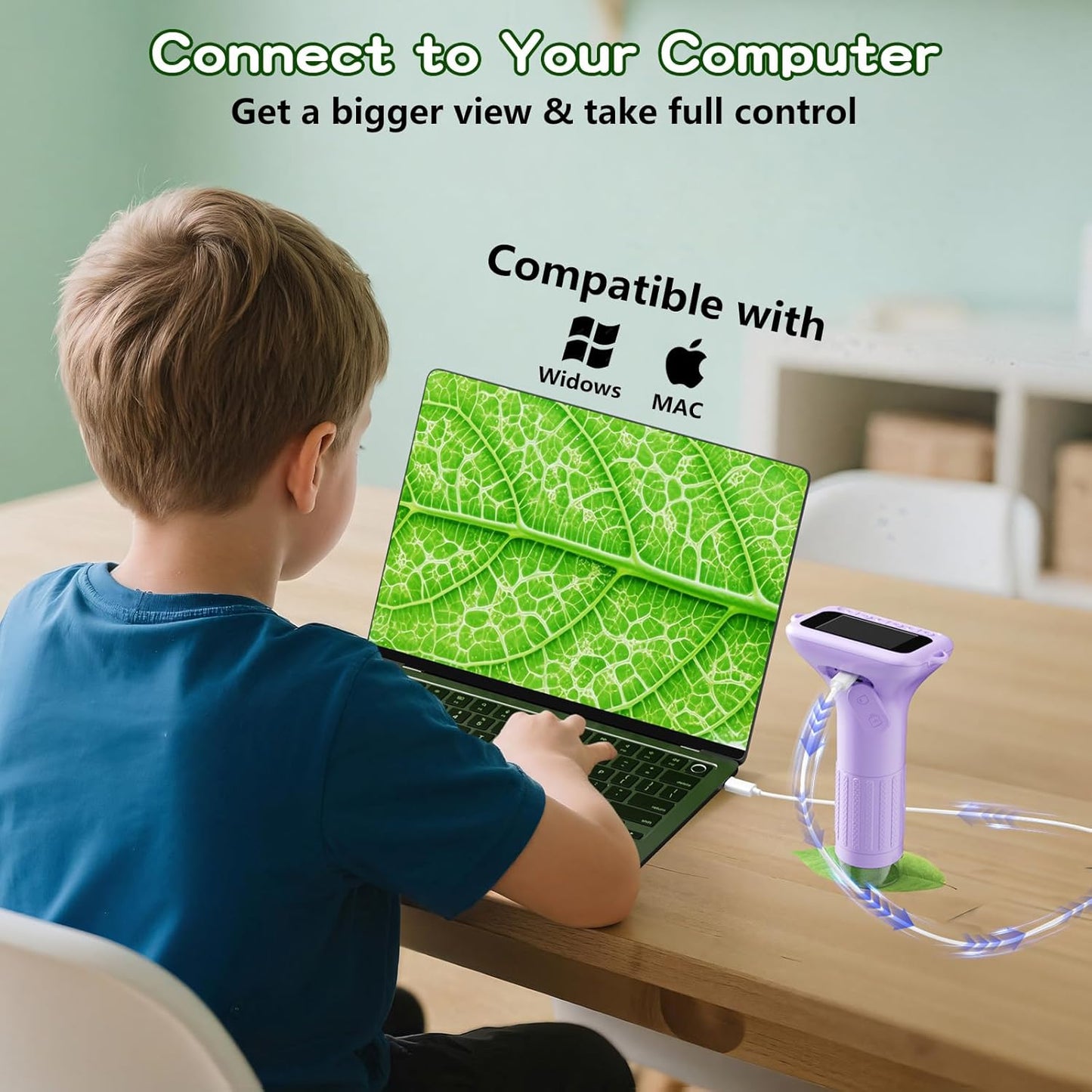 Odatay Microscope for Kids with 12 Slides, 100X-1000X 1080P Digital Handheld Kids Microscope, Mini Portable Pocket Miniscope Science Toys Gifts for 3+ 4 5 6 7 8 9 10 11 12 Year Old Boys Girls, Blue