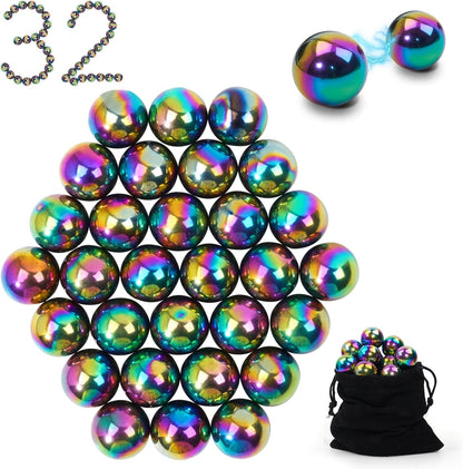 32 Pcs Magnetic Balls Fidget Toy,Adult Fidget Toys, Science Kit for Anxiety Relief,Office Desktop Decoration, Anti Anxiety, Executive Desk Toys ,Building Crafts for Teens Party Favors Gift(Balck)