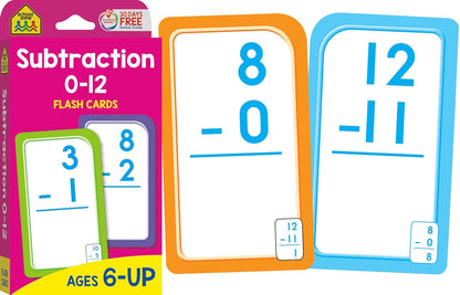 School Zone Math 1-2 4-Pack Flash Cards: 224 Cards, 1st Grade, 2nd Grade, Addition 0-12, Subtraction 0-12, Numbers 1-100, Math War Card Game, Numerical Order, Skip Counting, Ages 4+