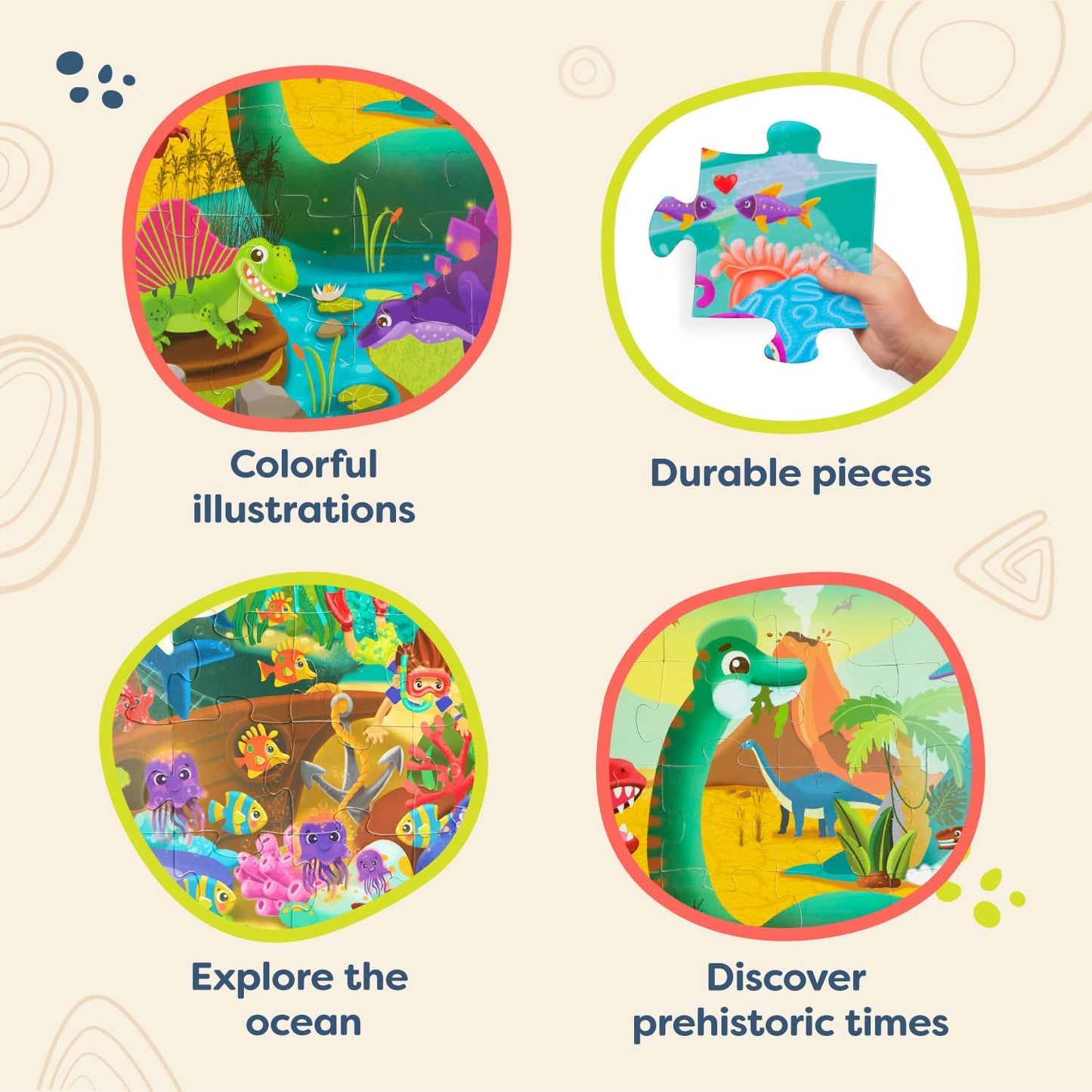 B. toys – Under The Sea Floor Puzzle – Kids Puzzles Jigsaw Puzzles – 48 Pieces Kids Puzzle with Ocean Animals – Educational 24 x 36-Inch Learning Toy for 3+ Years – Colorful Marine Life Adventure-Inch