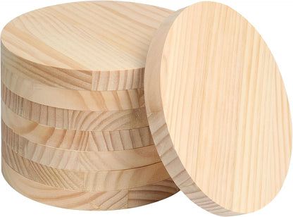 4PACK 4 inch Round Wooden Plaque, 3/4 Inch Thick Unfinished Wooden Circle Plaque, Natural Pine Wood Base for Craft Projects, Sign, Painting, Woodcarving, Engraving