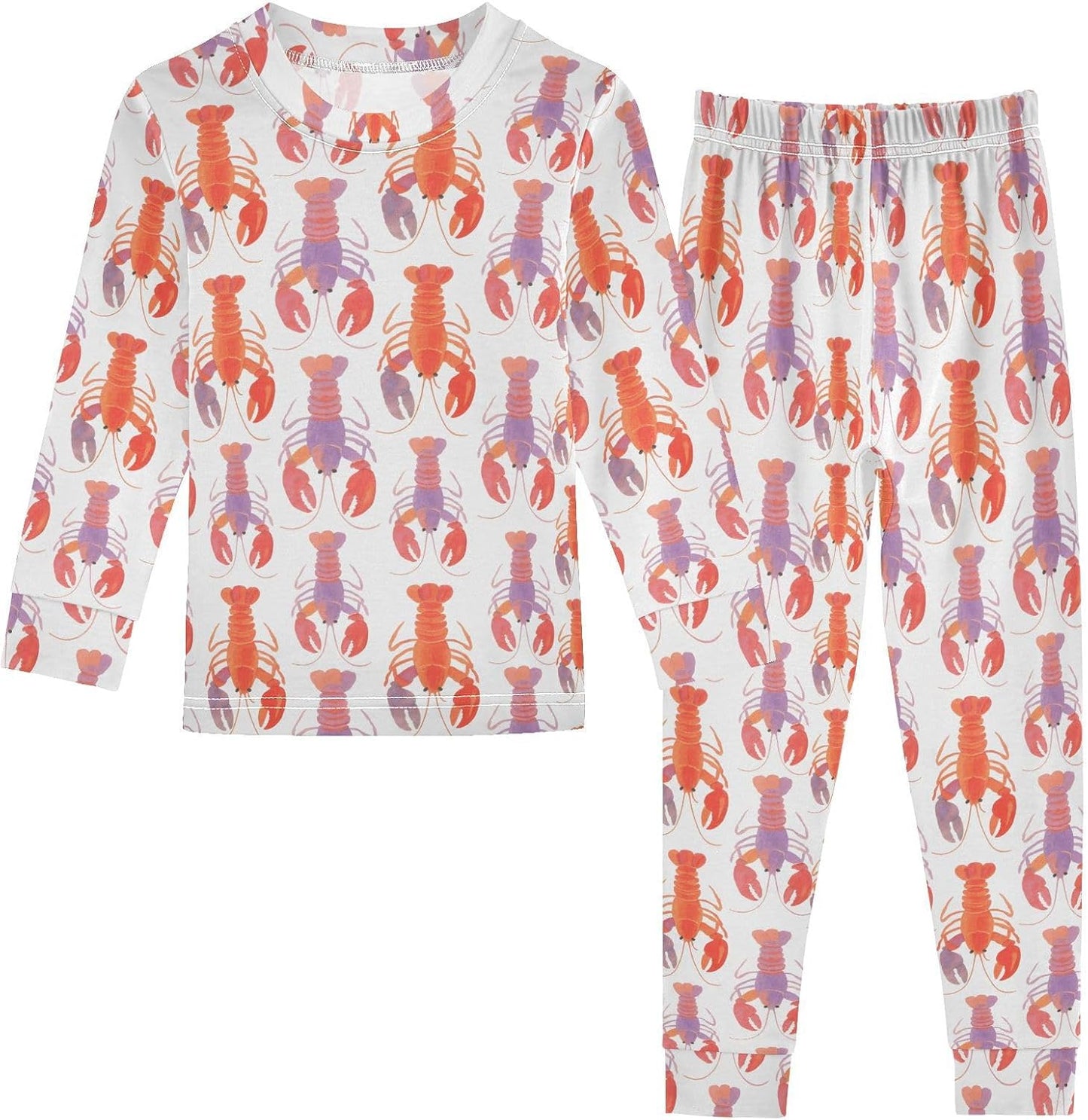 ALAZA Shark Starfish Palm Tree 2 Piece Pajama Set Long Sleeve Top and Pants Sleepwear Unisex - Colors A