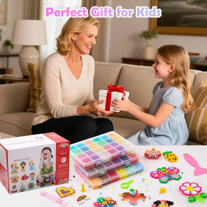 Liangding Fuse Beads Kit for Girls Ages 6+ – 4400 Pcs 5mm Beads in 32 Colors with Spray Bottle, Puzzle Guide, Clamps & Chains | Creative DIY Arts & Crafts Gift