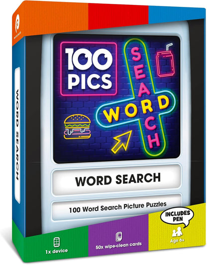 100 PICS Brain Teasers Travel Game - Solve 100 Puzzles | Flash Cards with Slide Reveal Case | Card Game, Gift, Stocking Stuffer | Hours of Fun for Kids and Adults | Age 6+