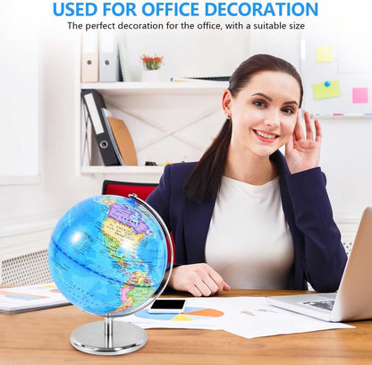 KISEER 6 Inch World Globe Rotating Earth Spinning Globe with Heavy Metal Stand for Kids Geography Classroom Education or Office Home Decorations