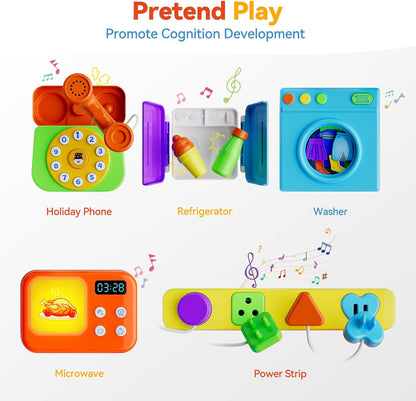 INNOSKY Toddler Montessori Toy Busy Board for 1-2 Year Old Boys Girls Gift, Baby Toy 12-18 Months, Musical Learning Educational Toys for 1 Year Old, 1st Birthday Baby Boy Girl Gifts