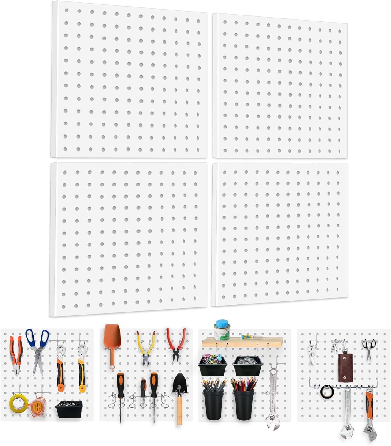 15pcs Pegboard Sets, Peg Board, Pegboard Wall Organizer, Storage System for Workbench, Shop, Shed Modular Peg Board Organizer Board Kit