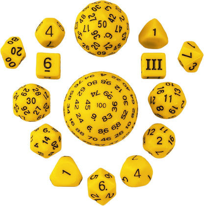 15 Pieces Complete Polyhedral DND Dice Set D3-D100 Spherical D&D Dice Set with Dragon Eye Dice Bag, D100 Dice for RPG Table Games(Black w/Purple Numbers)