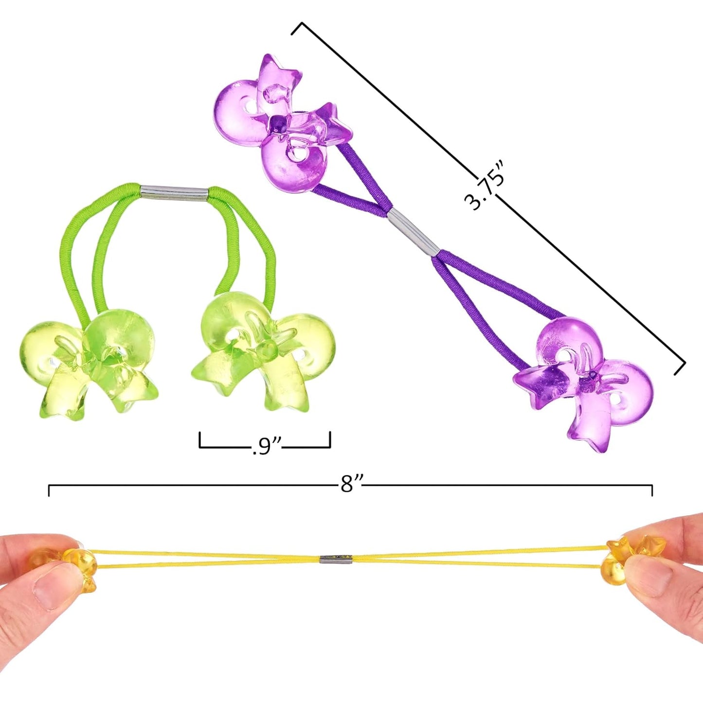 20pc Ponytailers Balls Elastics 18mm Round Opaque Multicolored Twin Beads Bauble Holders Toddler Kids Braiding Styling
