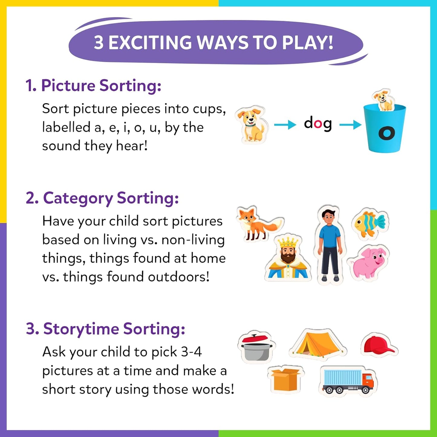 Skillmatics Learning Toys – Phonics Sorter, Vowel Sorting & Early Reading Activity for Kids, Educational Preschool & Kindergarten Toy, Builds Phonemic Awareness, Gifts for Boys & Girls Ages 4, 5, 6, 7