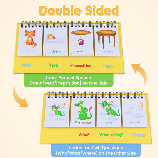 Auchq Sentence Building Flip Chart for Kids,Speech Autism Therapy Learning Materials for Preschool Kindergarten Elementary Special Classroom Must Haves, Essentials Supplies for Homeschool